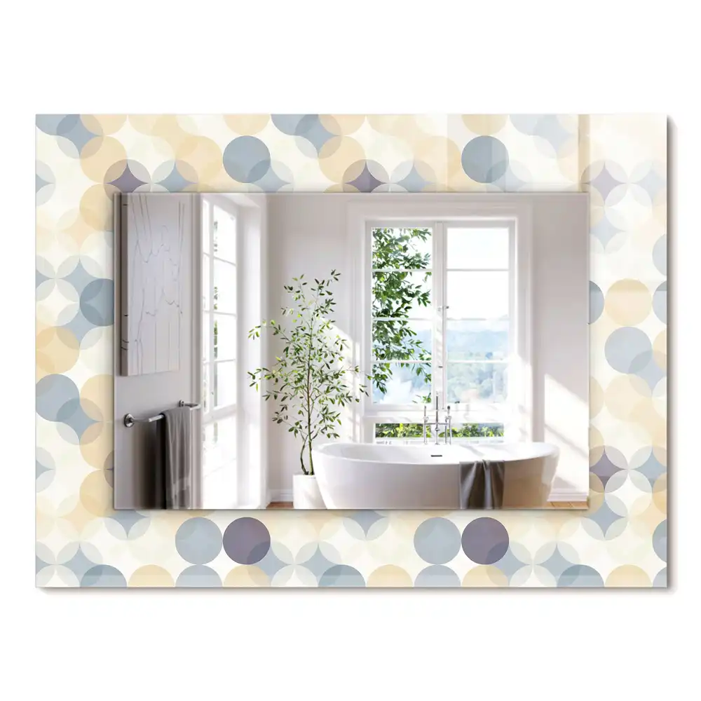 Miroir rectangulaire à cadre imprimé motifs arrondis colorés