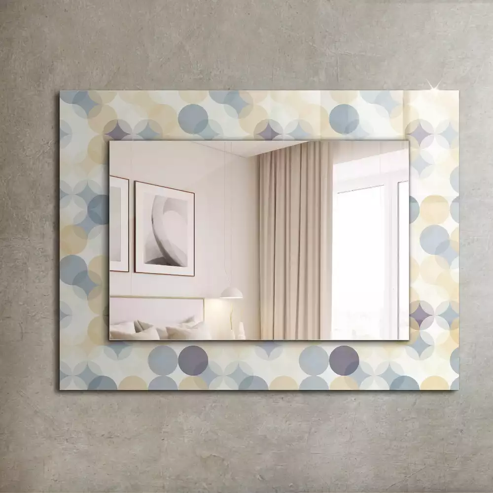 Miroir rectangulaire à cadre imprimé motifs arrondis colorés