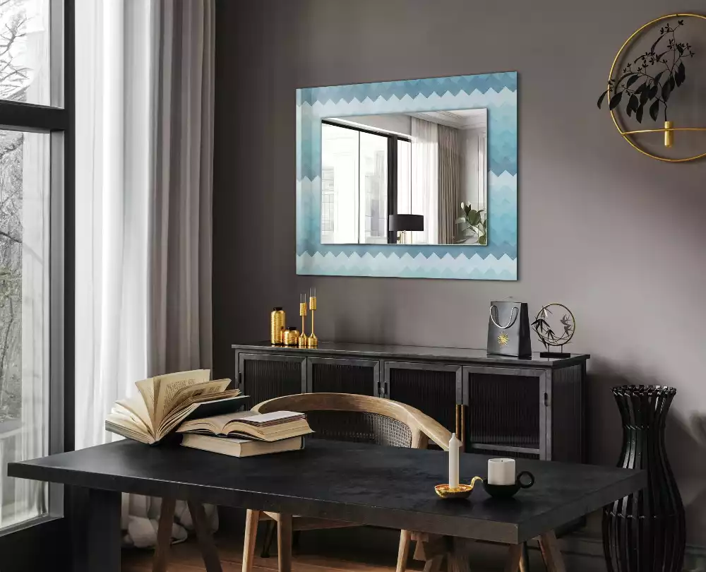 Miroir rectangulaire décoratif motif en zigzag avec dégradé
