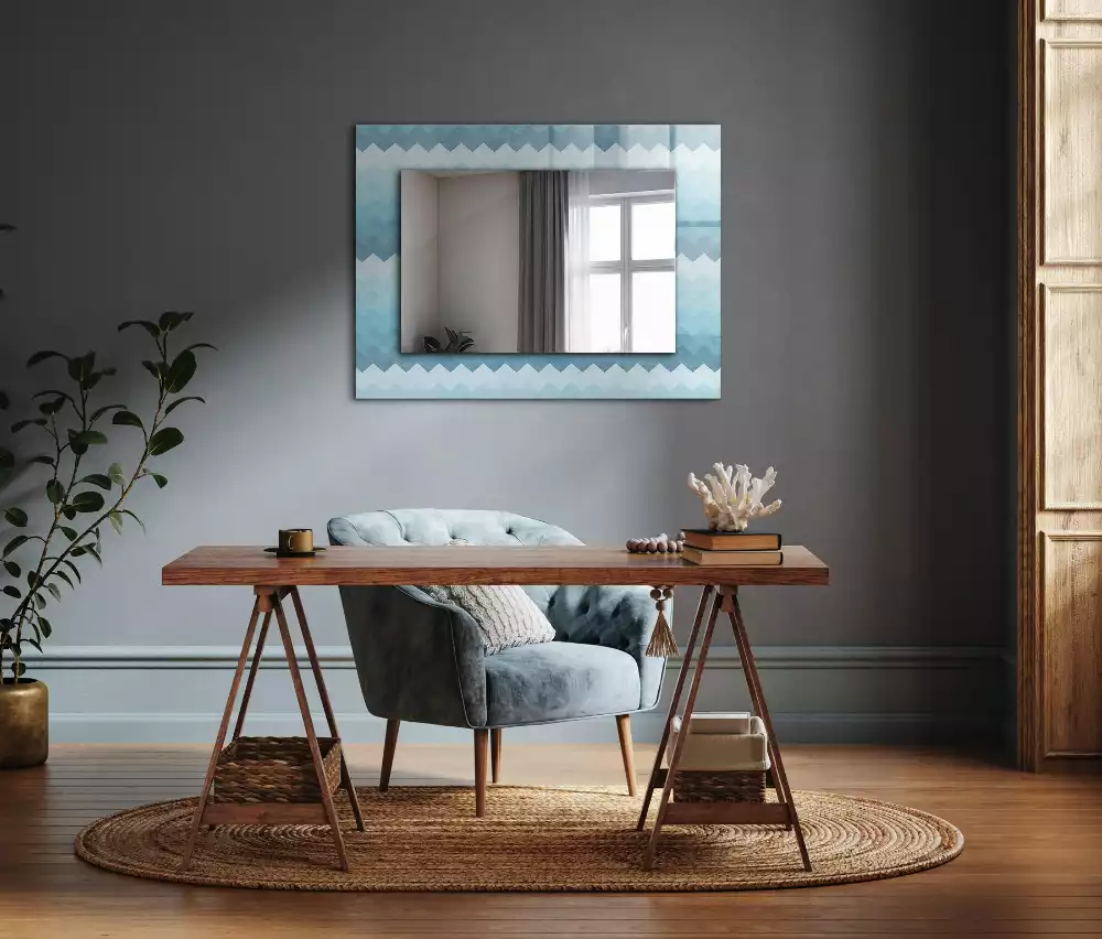Miroir rectangulaire décoratif motif en zigzag avec dégradé