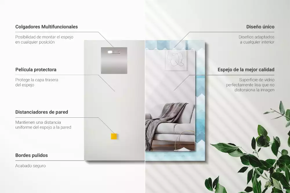 Miroir rectangulaire décoratif motif en zigzag avec dégradé