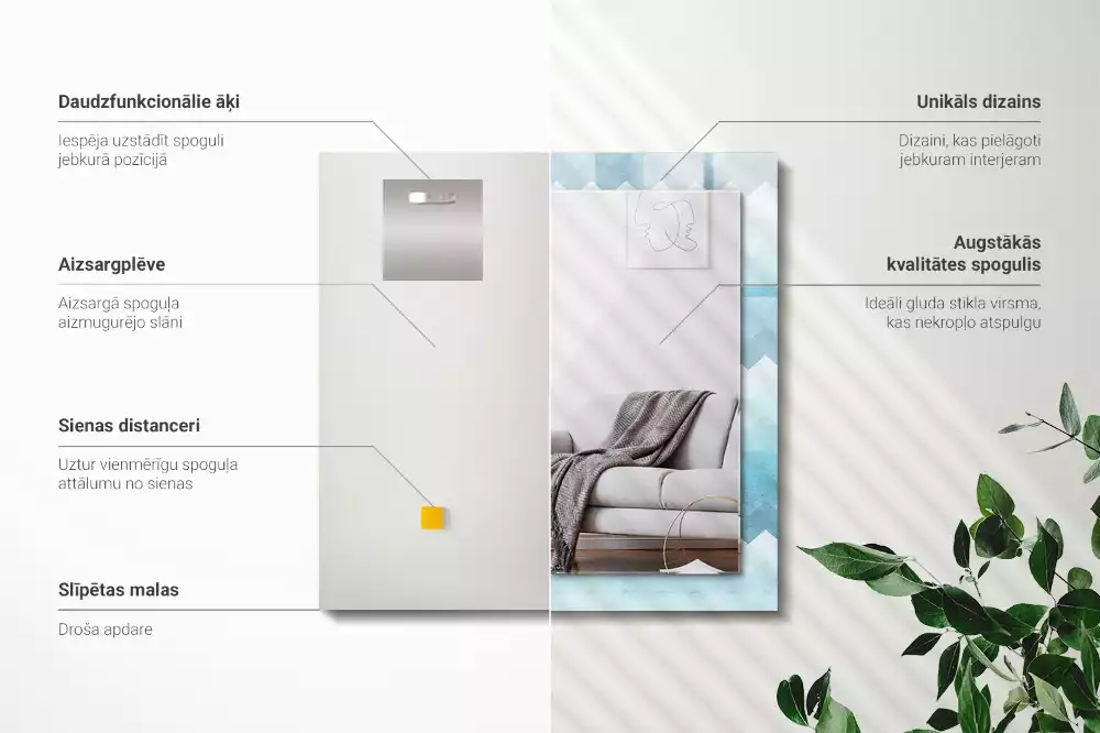 Miroir rectangulaire décoratif motif en zigzag avec dégradé