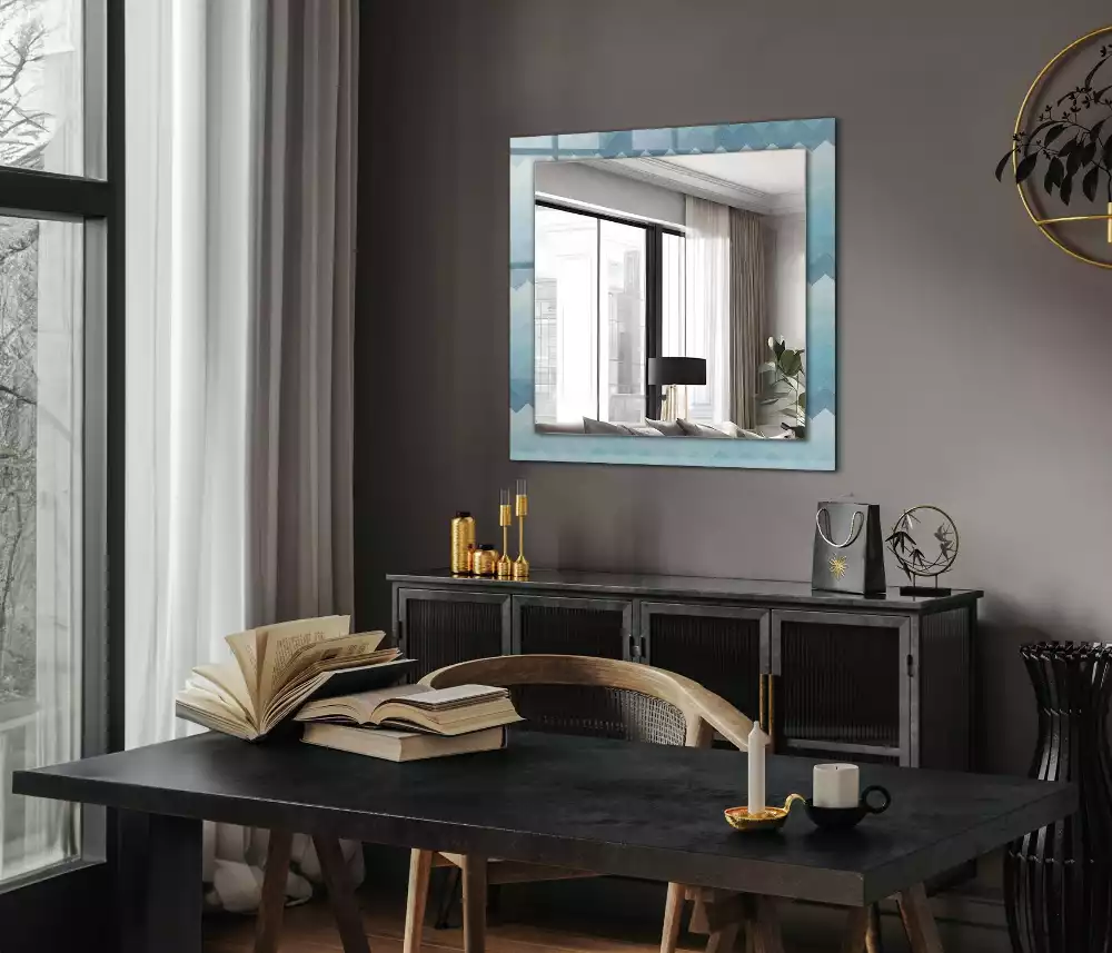 Miroir rectangulaire décoratif motif en zigzag avec dégradé