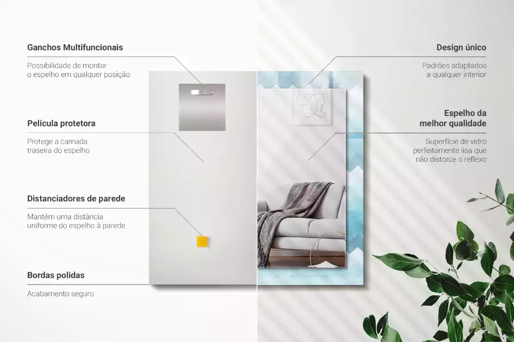 Miroir rectangulaire décoratif motif en zigzag avec dégradé