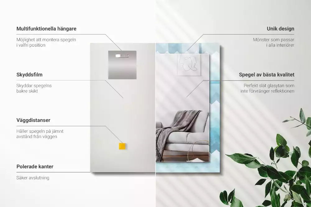 Miroir rectangulaire décoratif motif en zigzag avec dégradé