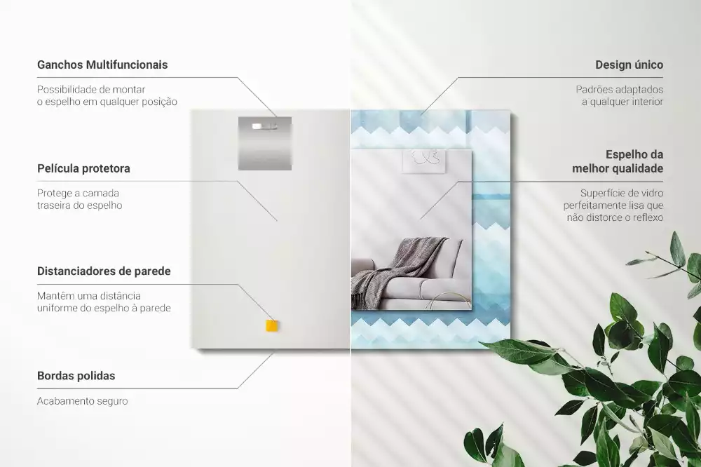 Miroir rectangulaire décoratif motif en zigzag avec dégradé