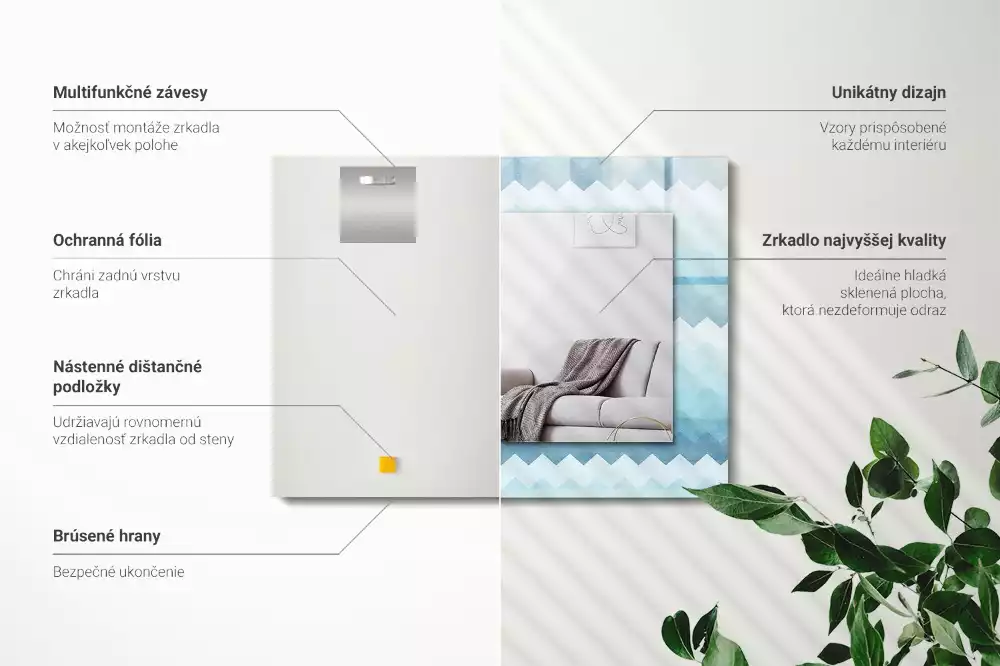 Miroir rectangulaire décoratif motif en zigzag avec dégradé