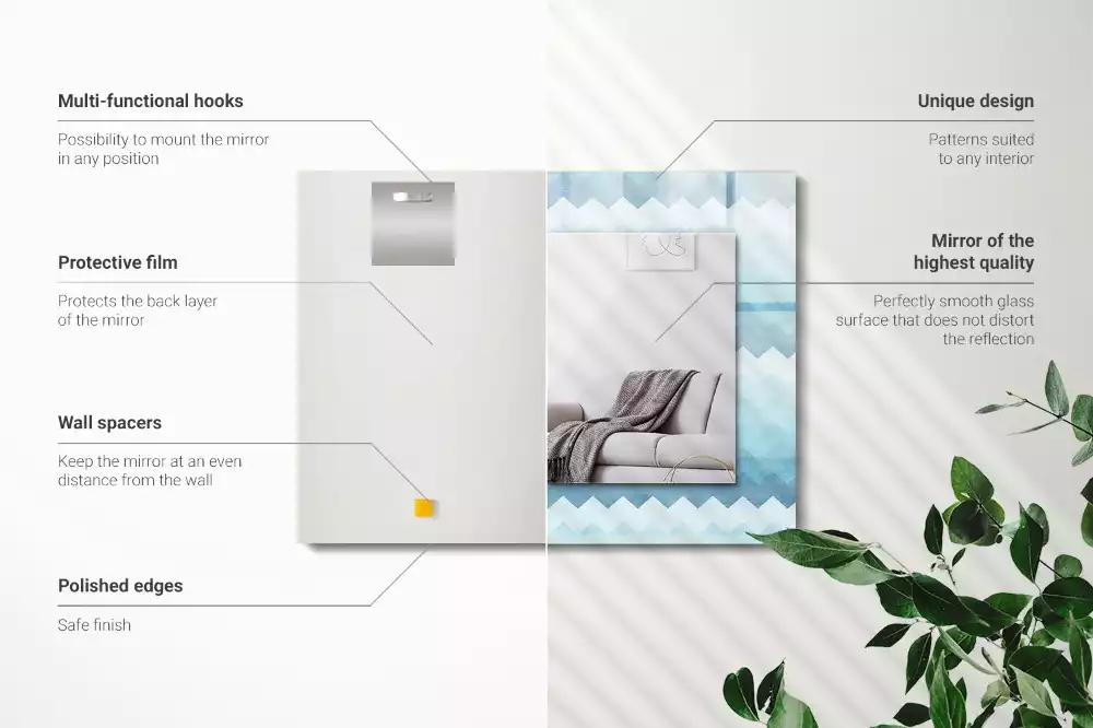 Miroir rectangulaire décoratif motif en zigzag avec dégradé