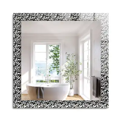 Miroir rectangulaire imprimé ornements en noir et blanc