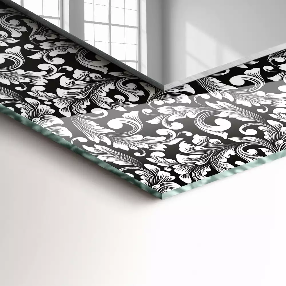 Miroir rectangulaire imprimé ornements en noir et blanc