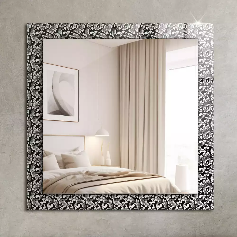 Miroir rectangulaire imprimé ornements en noir et blanc