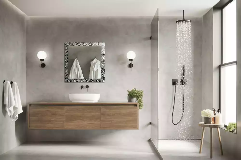 Miroir rectangulaire imprimé ornements en noir et blanc