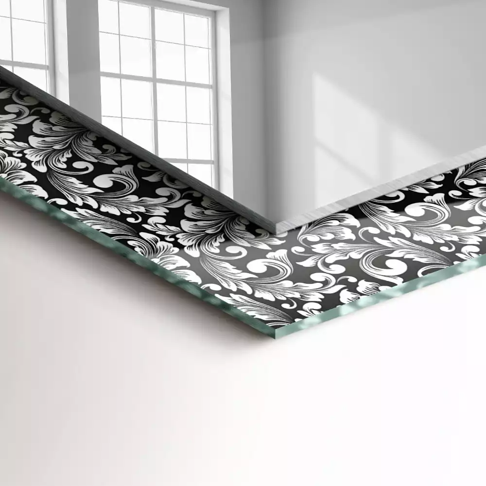 Miroir rectangulaire imprimé ornements en noir et blanc