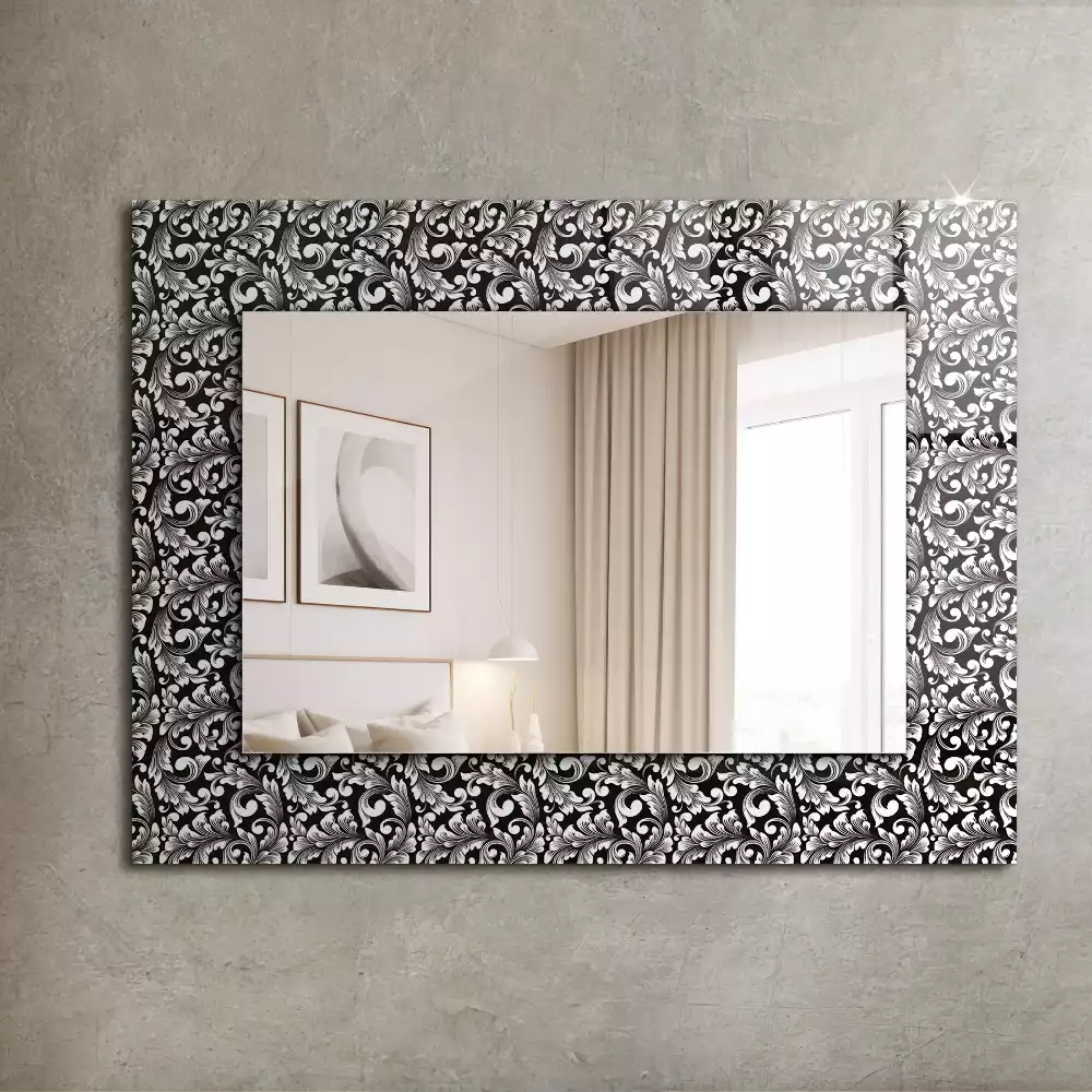 Miroir rectangulaire imprimé ornements en noir et blanc