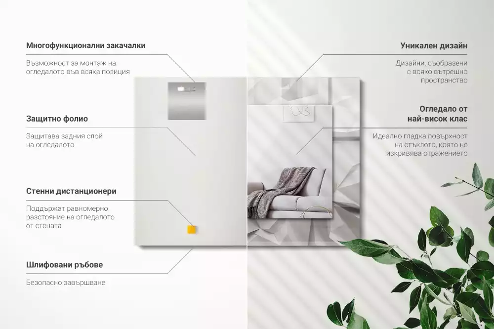 Miroir rectangulaire décoratif imprimé formes géométriques abstraites