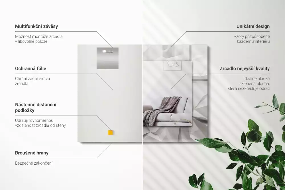 Miroir rectangulaire décoratif imprimé formes géométriques abstraites