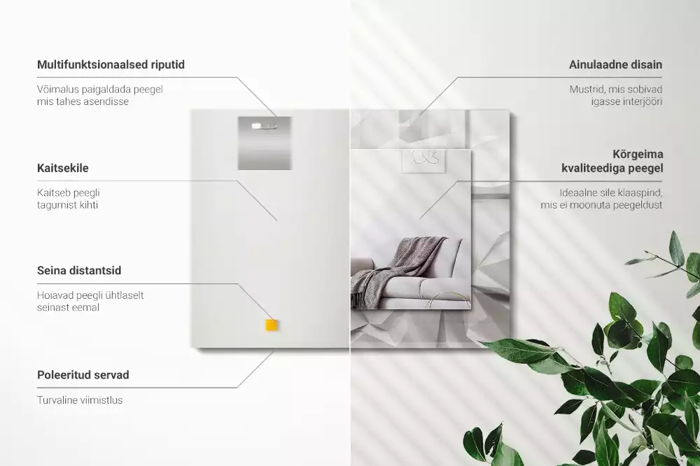 Miroir rectangulaire décoratif imprimé formes géométriques abstraites
