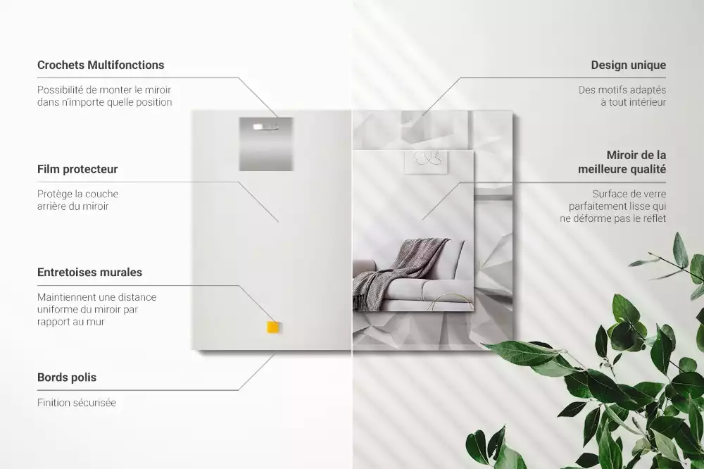 Miroir rectangulaire décoratif imprimé formes géométriques abstraites