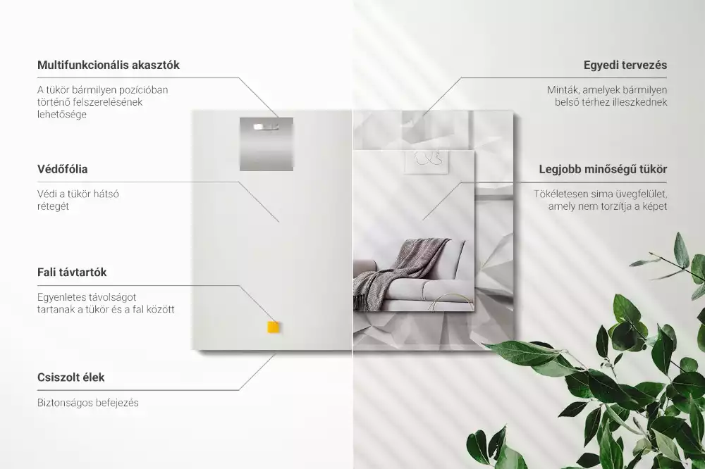 Miroir rectangulaire décoratif imprimé formes géométriques abstraites