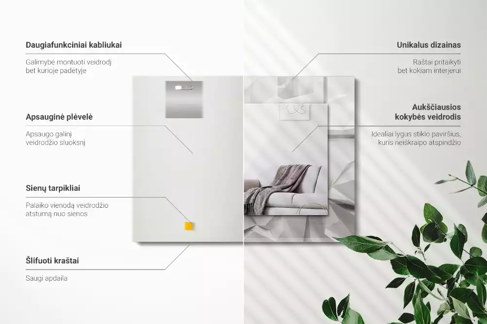 Miroir rectangulaire décoratif imprimé formes géométriques abstraites