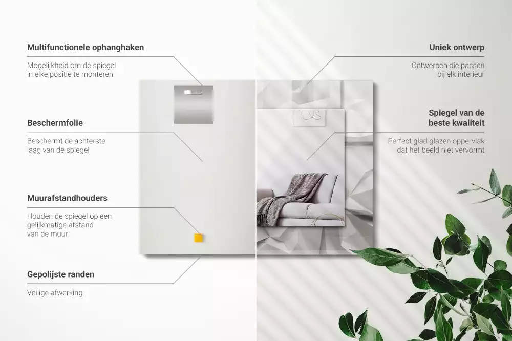 Miroir rectangulaire décoratif imprimé formes géométriques abstraites