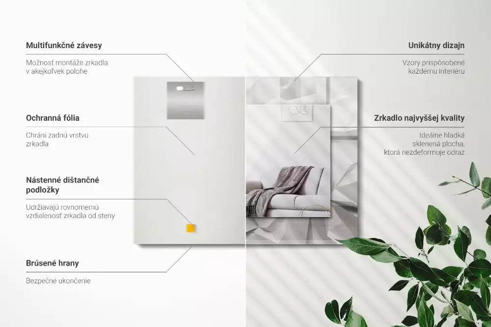 Miroir rectangulaire décoratif imprimé formes géométriques abstraites