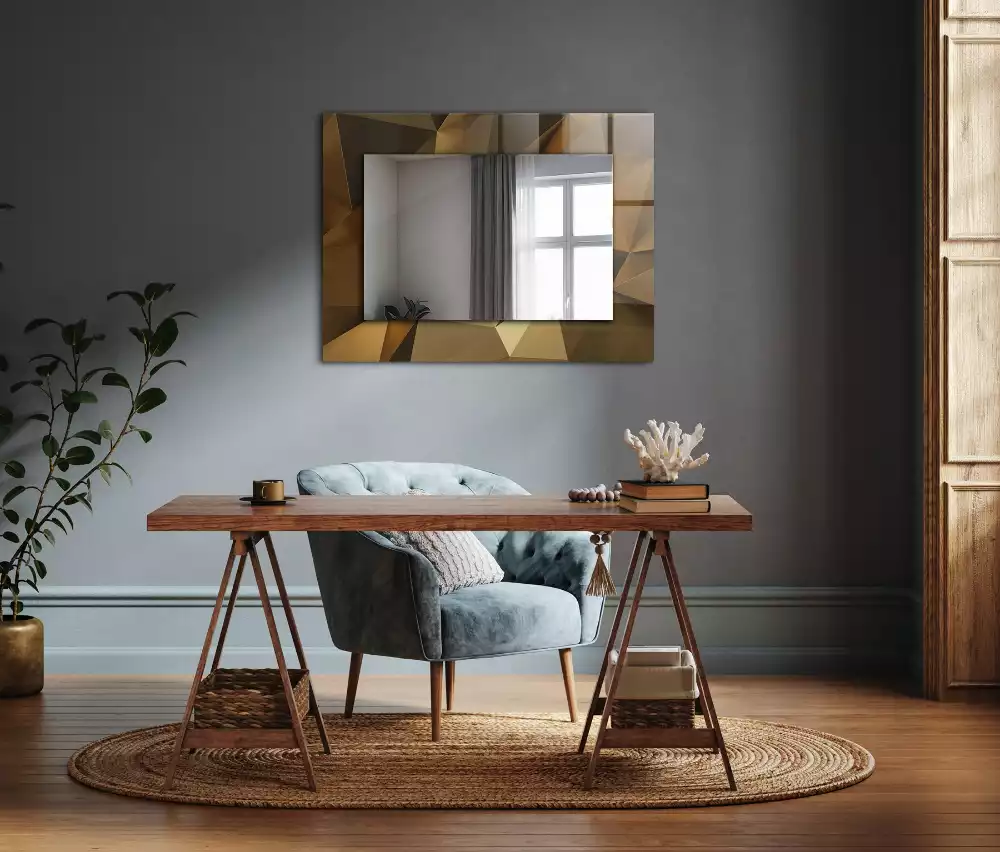 Miroir rectangulaire avec cadre imprimé formes géométriques
