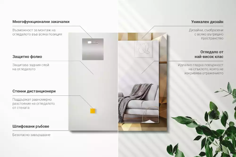 Miroir rectangulaire avec cadre imprimé formes géométriques