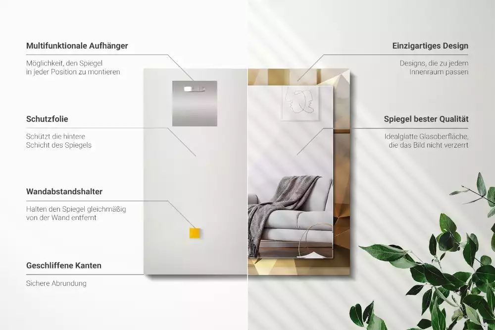 Miroir rectangulaire avec cadre imprimé formes géométriques