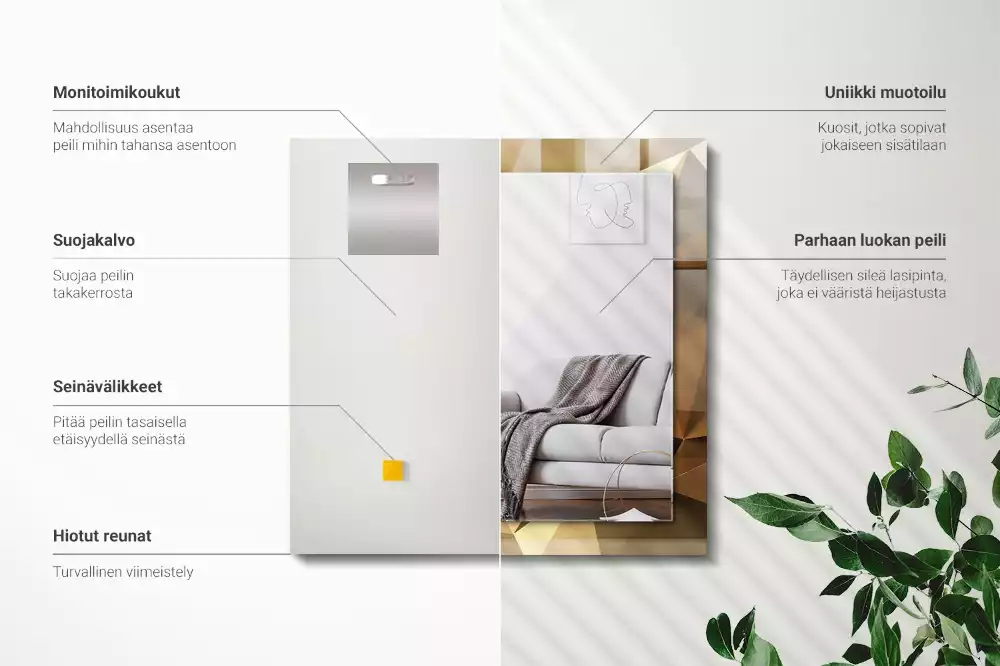 Miroir rectangulaire avec cadre imprimé formes géométriques