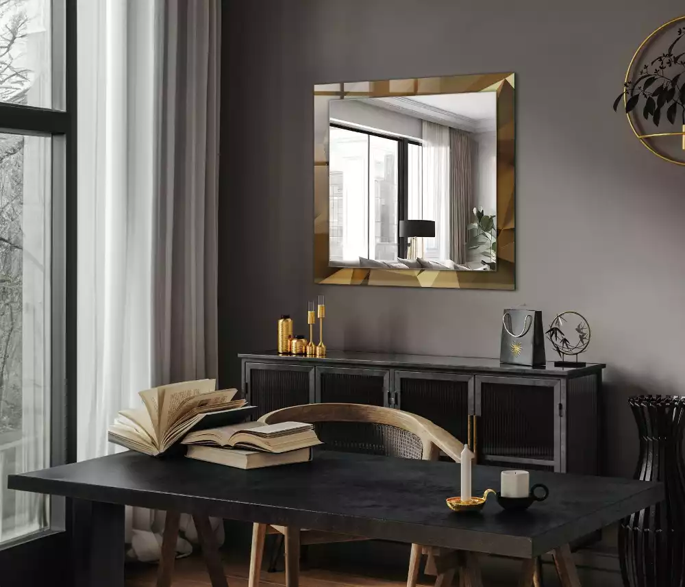 Miroir rectangulaire avec cadre imprimé formes géométriques
