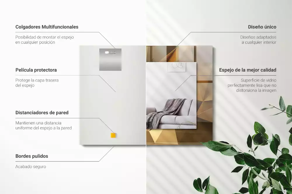 Miroir rectangulaire avec cadre imprimé formes géométriques