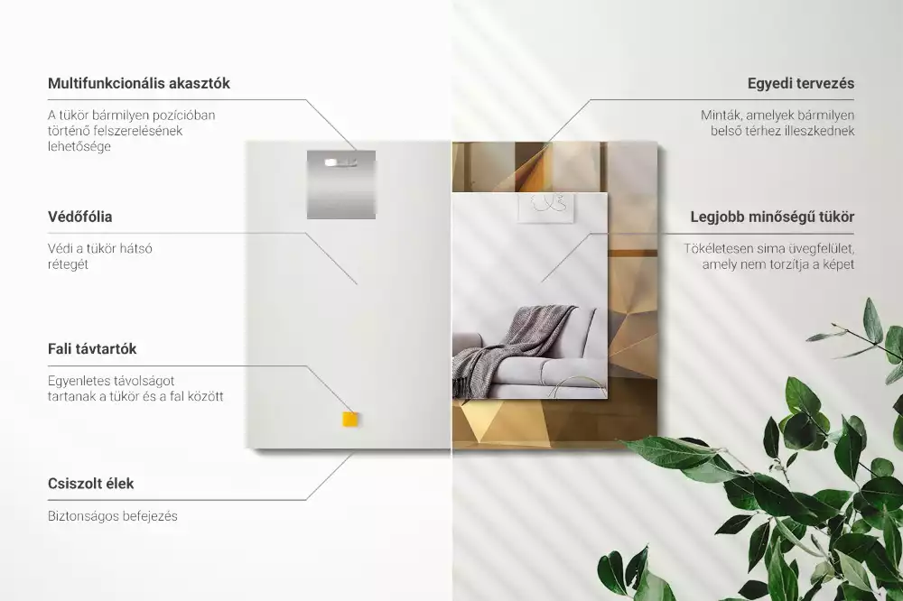 Miroir rectangulaire avec cadre imprimé formes géométriques