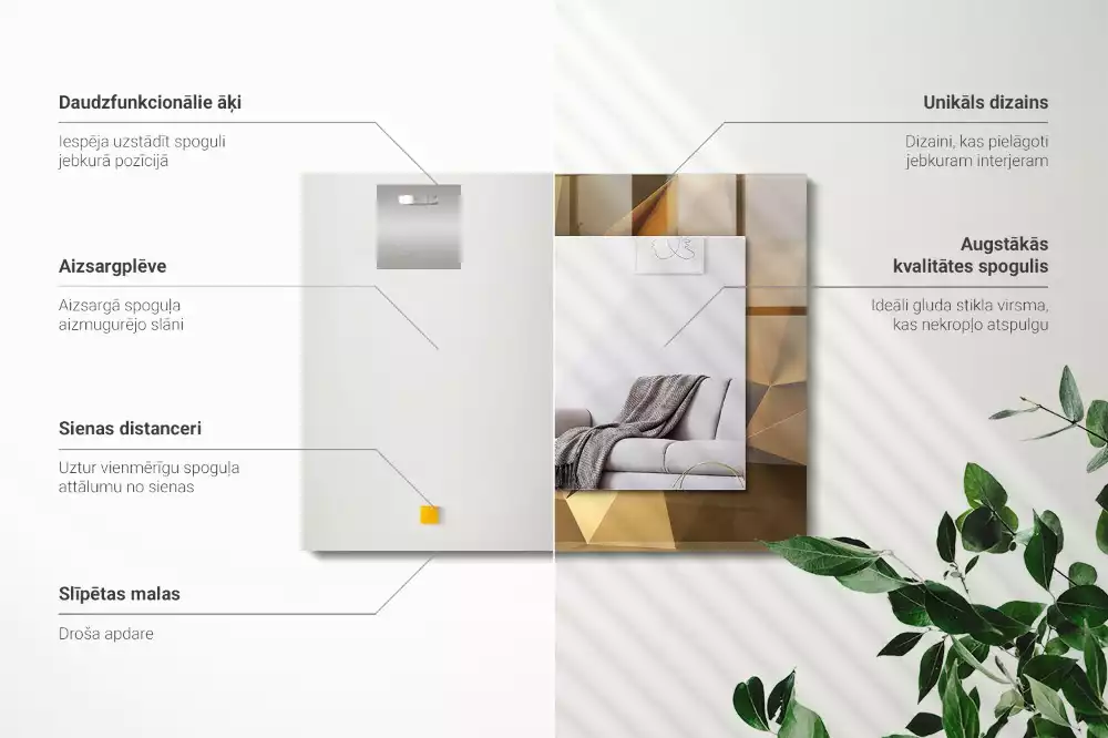 Miroir rectangulaire avec cadre imprimé formes géométriques