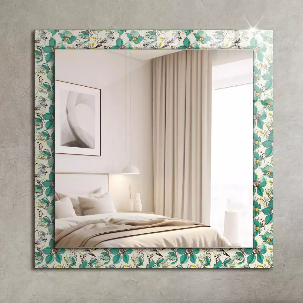 Miroir rectangulaire décoratif oiseaux et fleurs