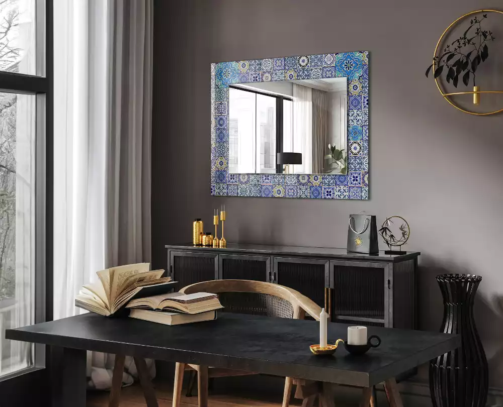 Miroir rectangulaire imprimé motifs marocains
