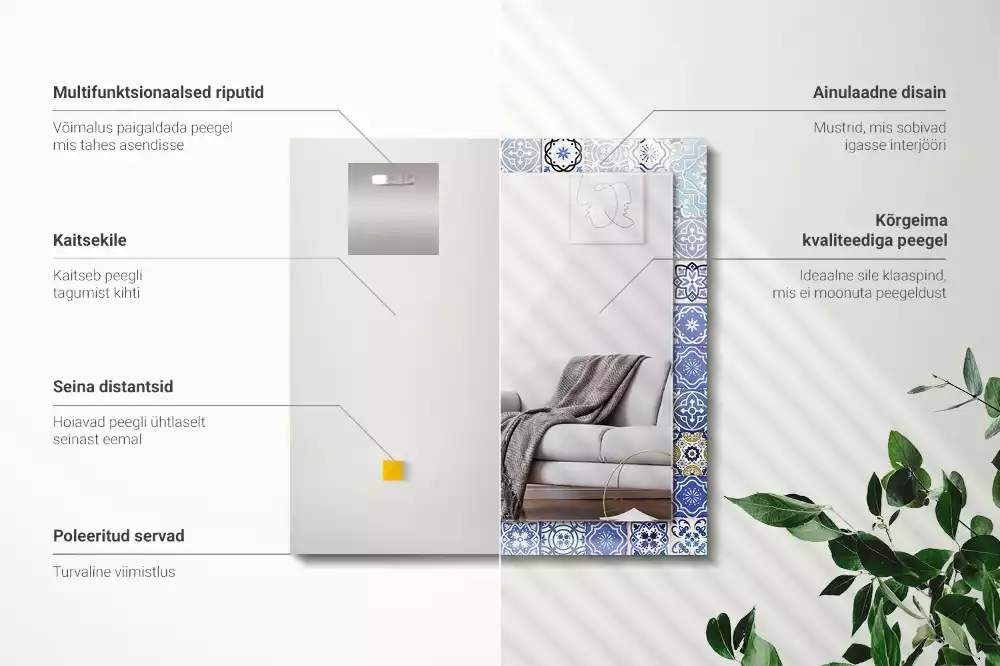 Miroir rectangulaire imprimé motifs marocains