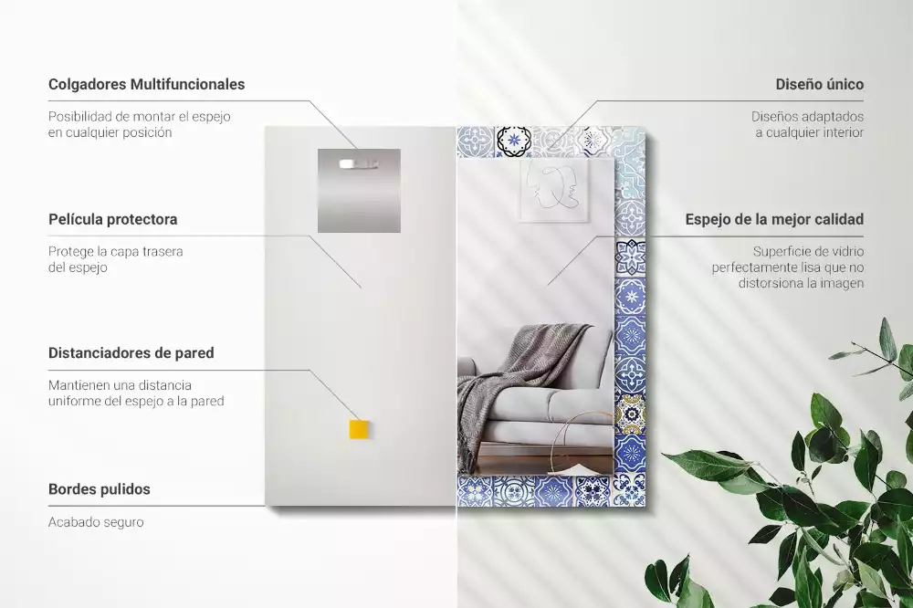 Miroir rectangulaire imprimé motifs marocains