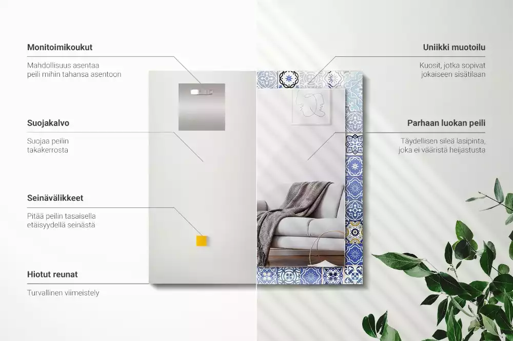 Miroir rectangulaire imprimé motifs marocains