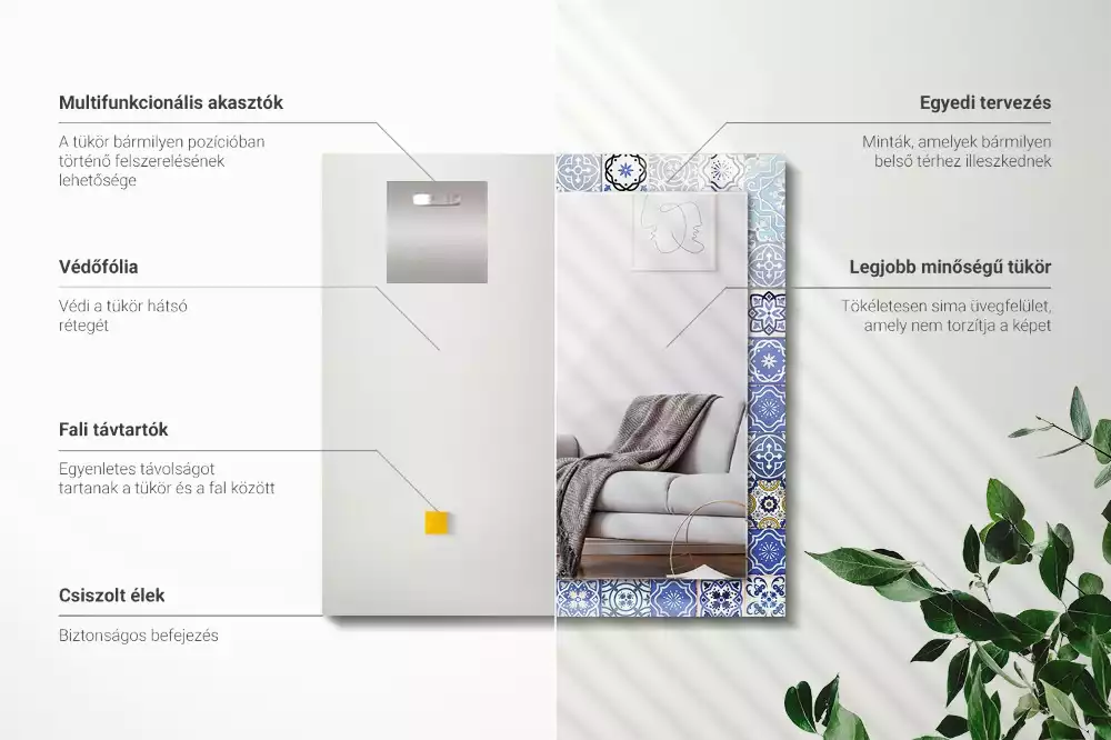 Miroir rectangulaire imprimé motifs marocains