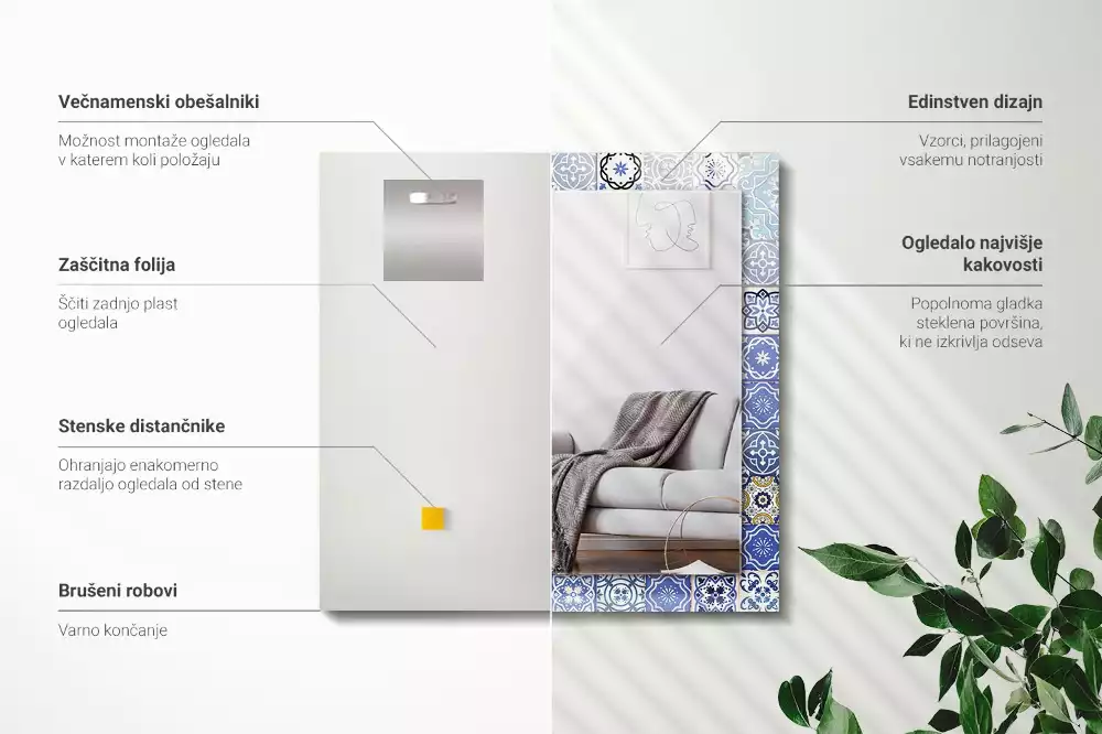 Miroir rectangulaire imprimé motifs marocains