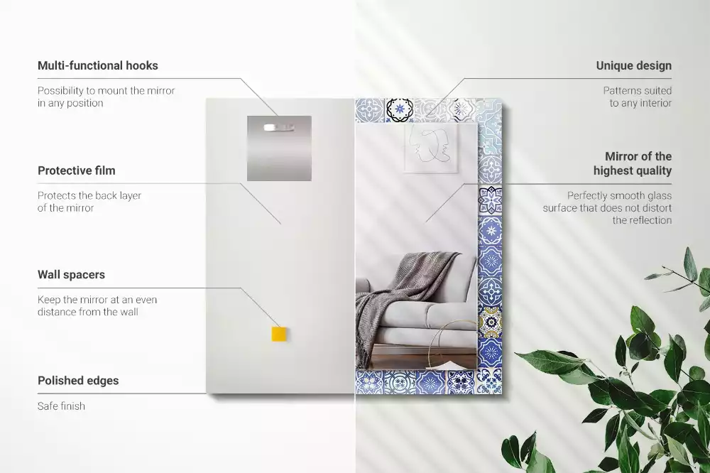 Miroir rectangulaire imprimé motifs marocains