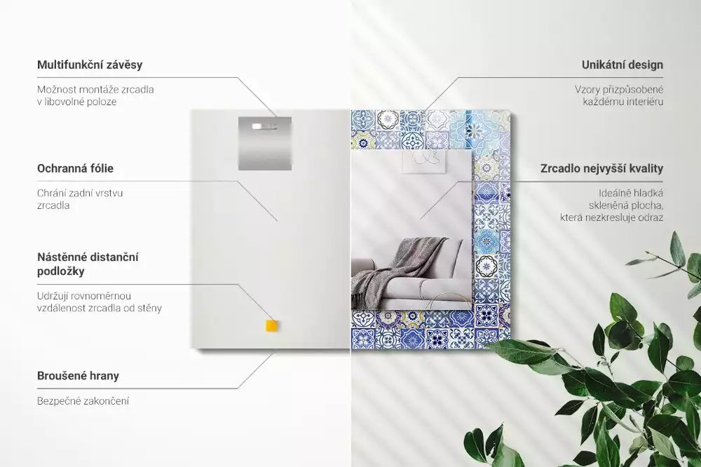 Miroir rectangulaire imprimé motifs marocains