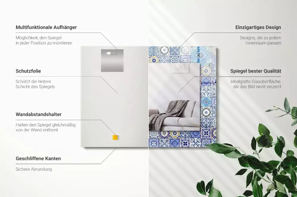 Miroir rectangulaire imprimé motifs marocains