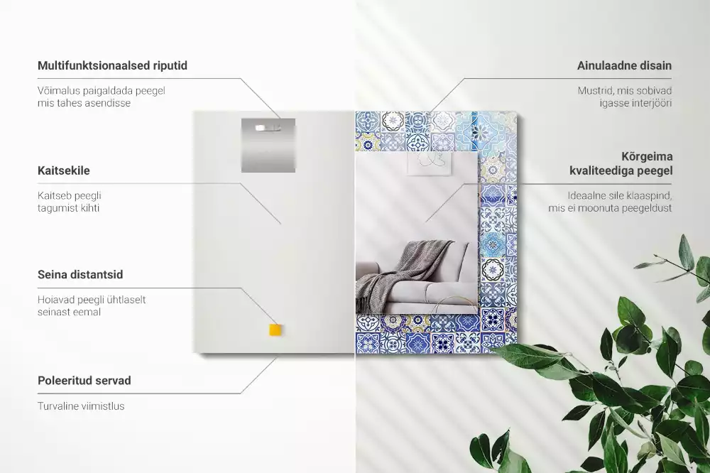 Miroir rectangulaire imprimé motifs marocains