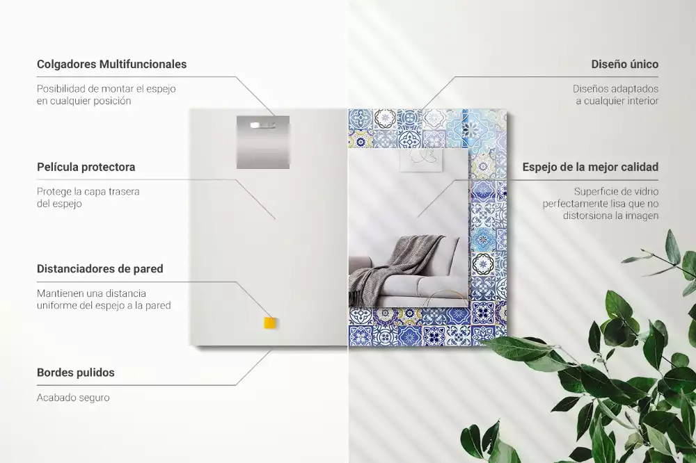 Miroir rectangulaire imprimé motifs marocains