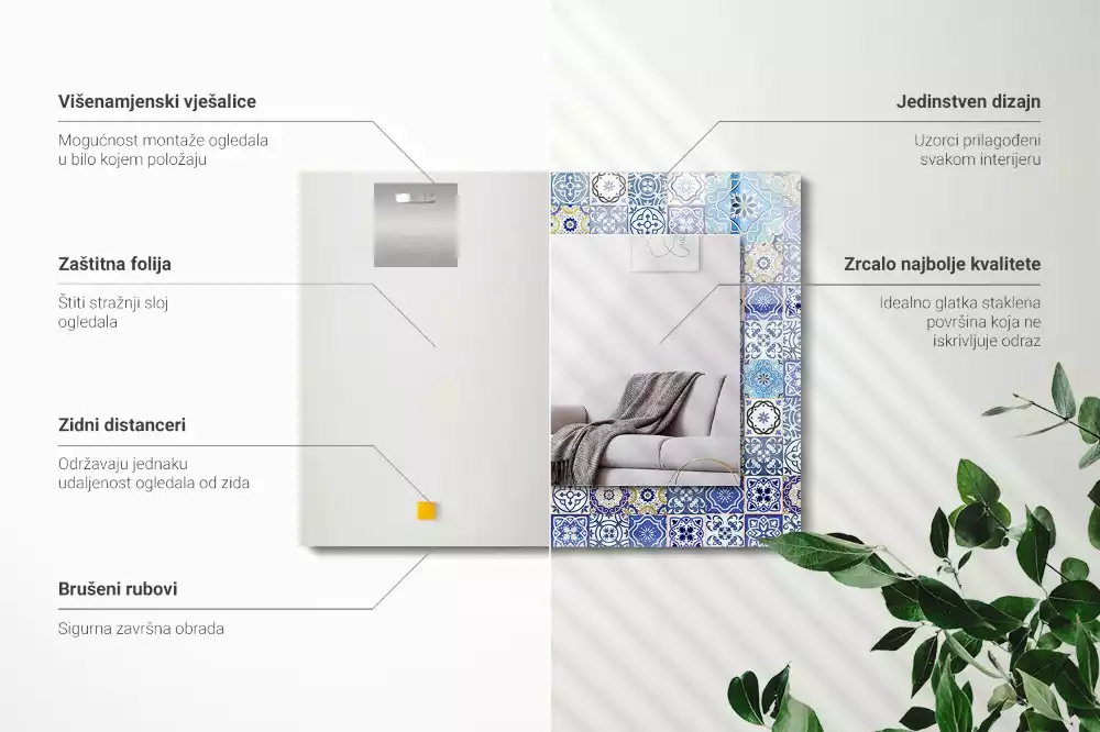 Miroir rectangulaire imprimé motifs marocains