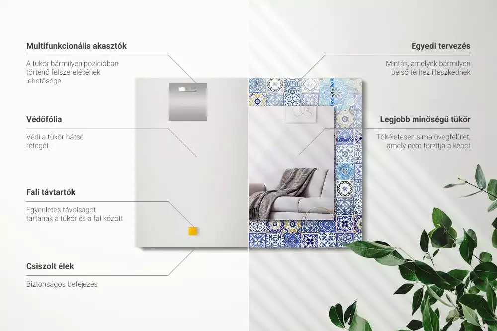 Miroir rectangulaire imprimé motifs marocains