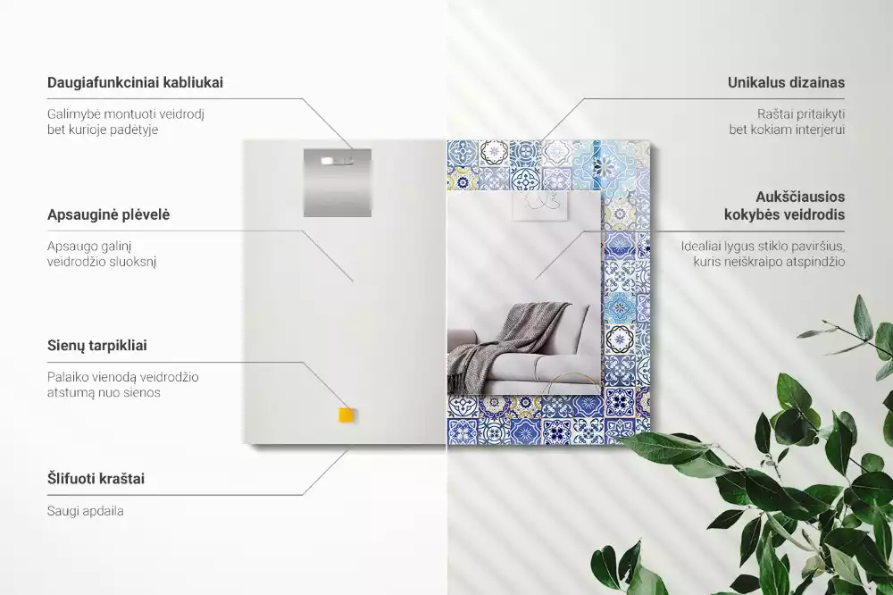 Miroir rectangulaire imprimé motifs marocains