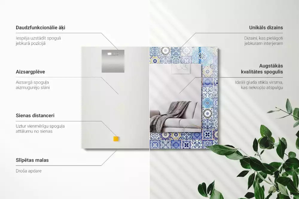 Miroir rectangulaire imprimé motifs marocains